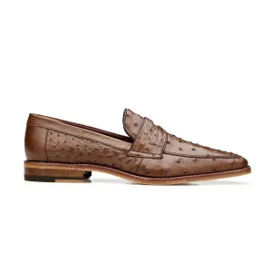 Belvedere Espada in Tabac Ostrich Quill Penny Loafers