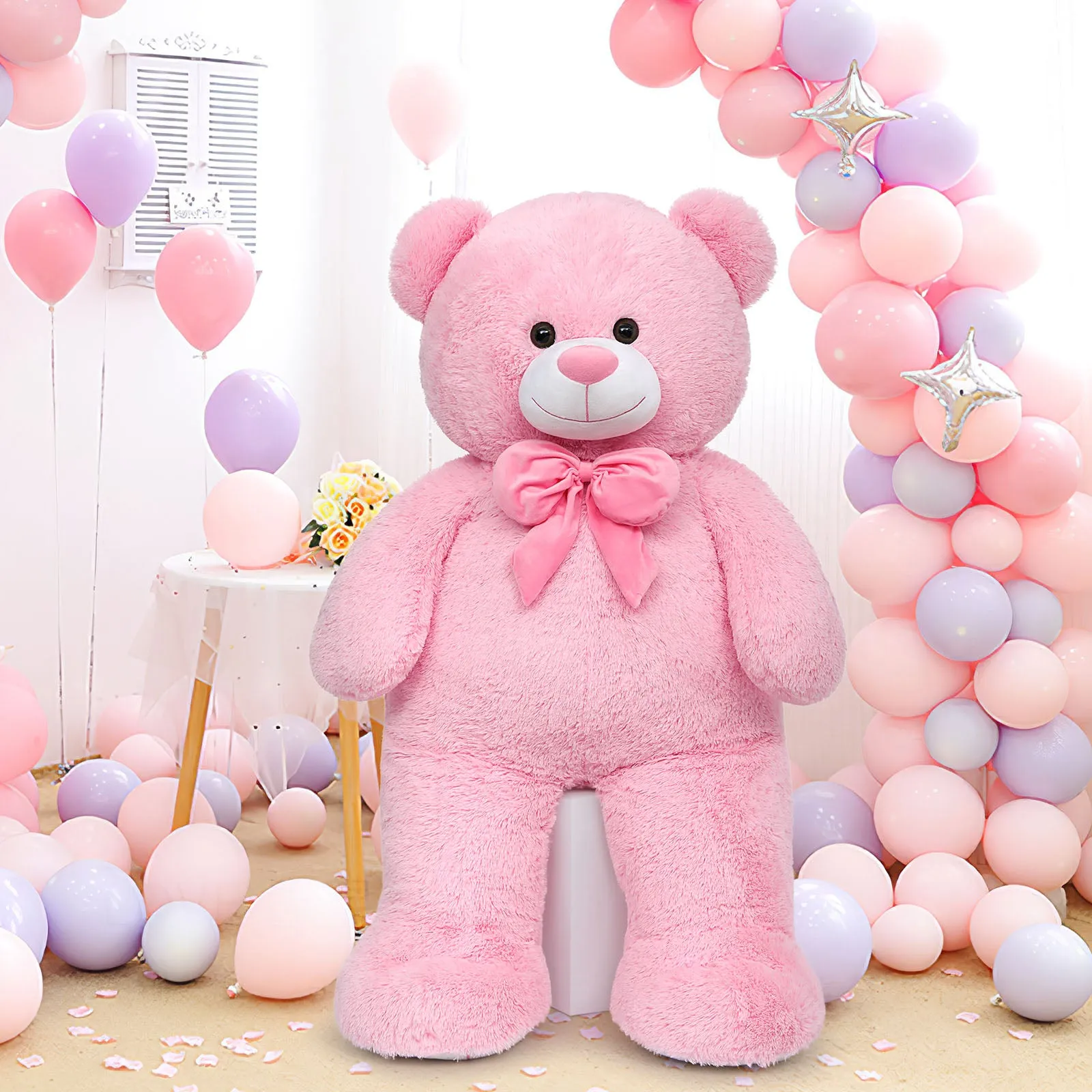 Big Teddy Bear Plush Toy, Beige/Pink/Brown/Blue, 47/59 Inches