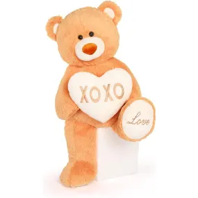 Big Teddy Bear with a Plush Heart, Orange/Lavender, 39 Inches