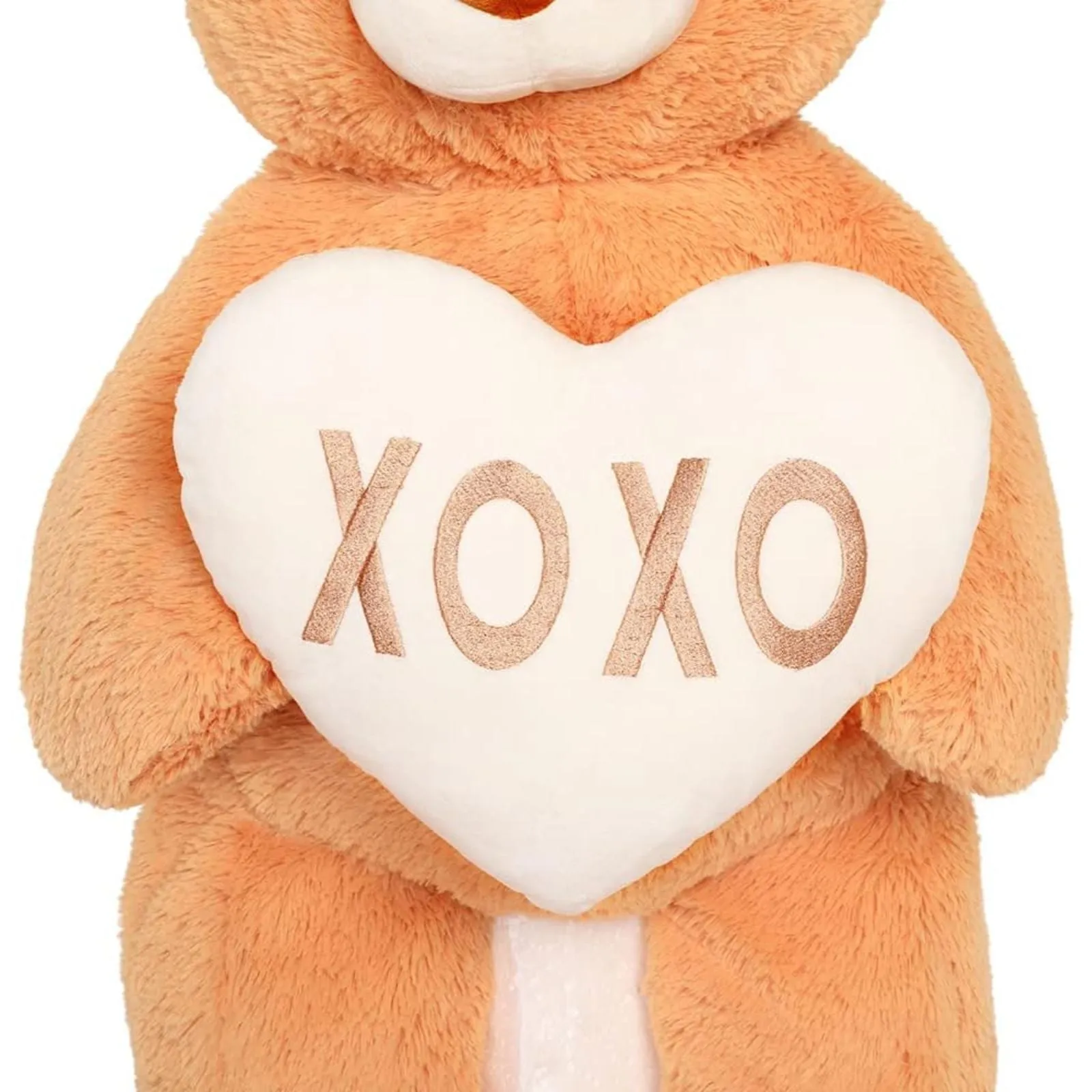 Big Teddy Bear with a Plush Heart, Orange/Lavender, 39 Inches