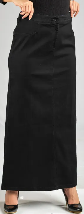 Black Premium Cotton A-LINE SKIRT