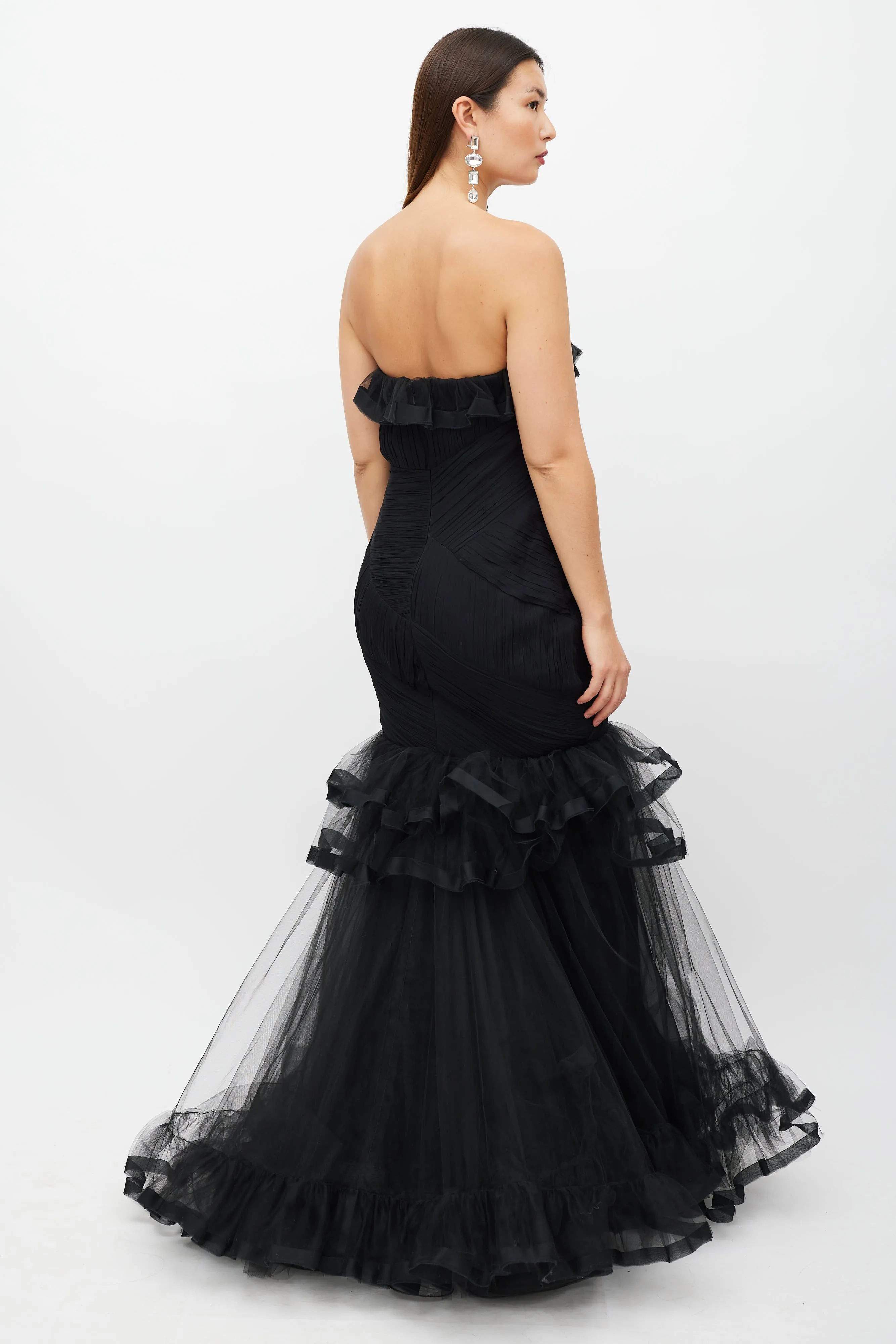 Black Tiered Ruffled Tulle Dress