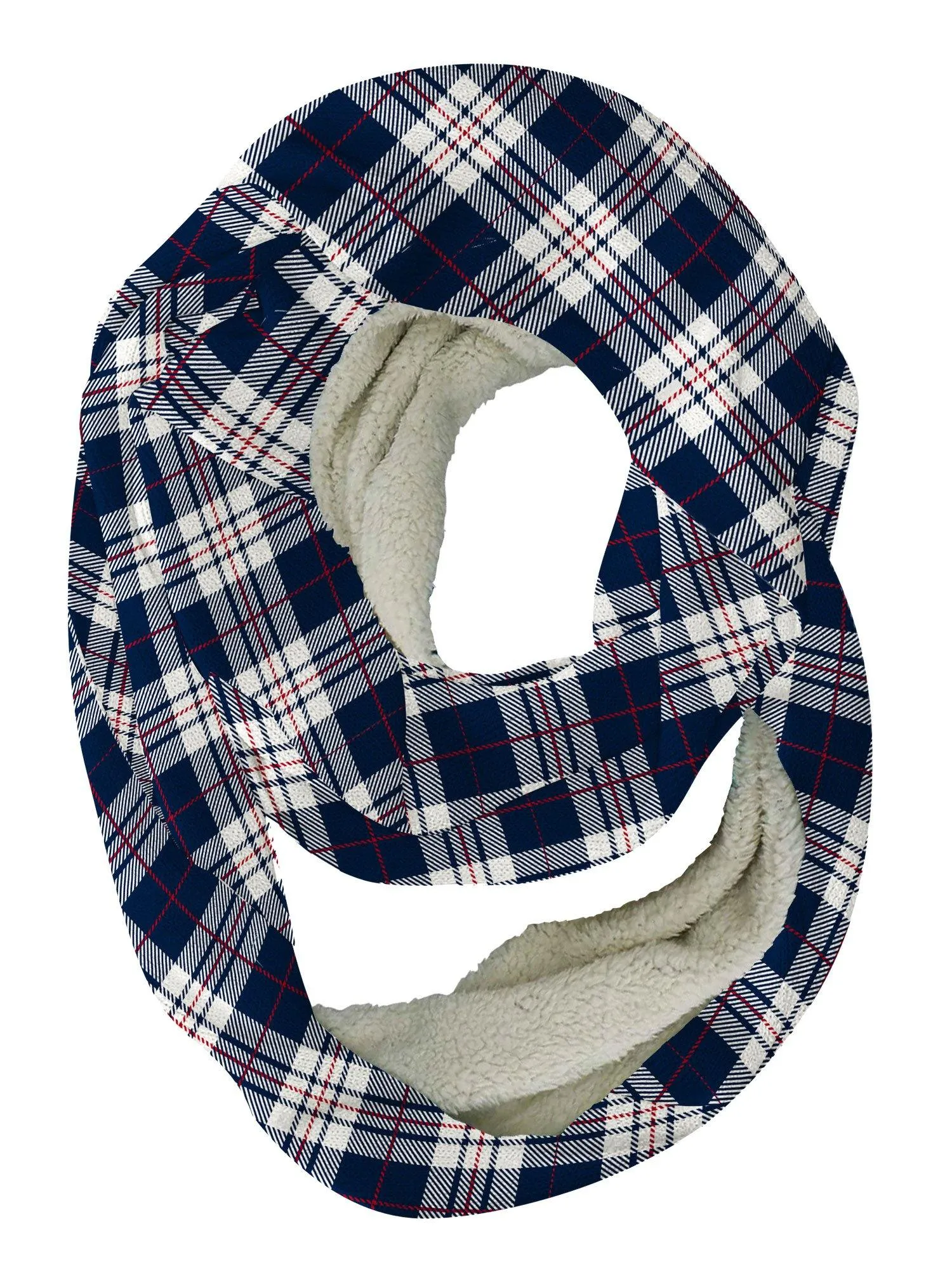 Blue Red Plaid Infinity Scarf