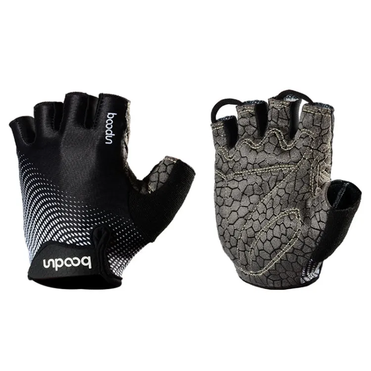 BOODUN 1096 Non-slip Wear-resistant Breathable Fitness Sports Silicone Gloves, Size:M(Black)