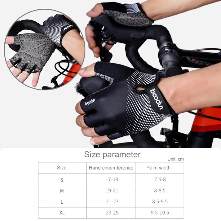 BOODUN 1096 Non-slip Wear-resistant Breathable Fitness Sports Silicone Gloves, Size:M(Black)