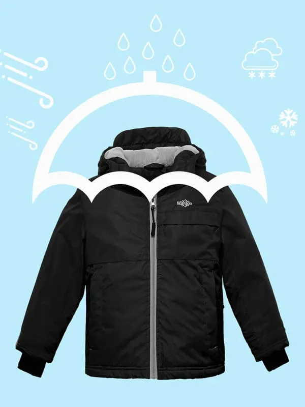 Boys Hooded Winter Jacket Windproof Ski Fleece Coat