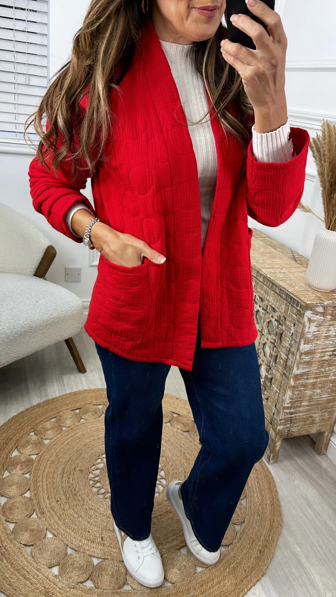 Bruna Red Quilted Jacket