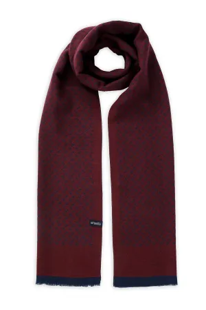 Burgundy - Navy Patterned Scarf