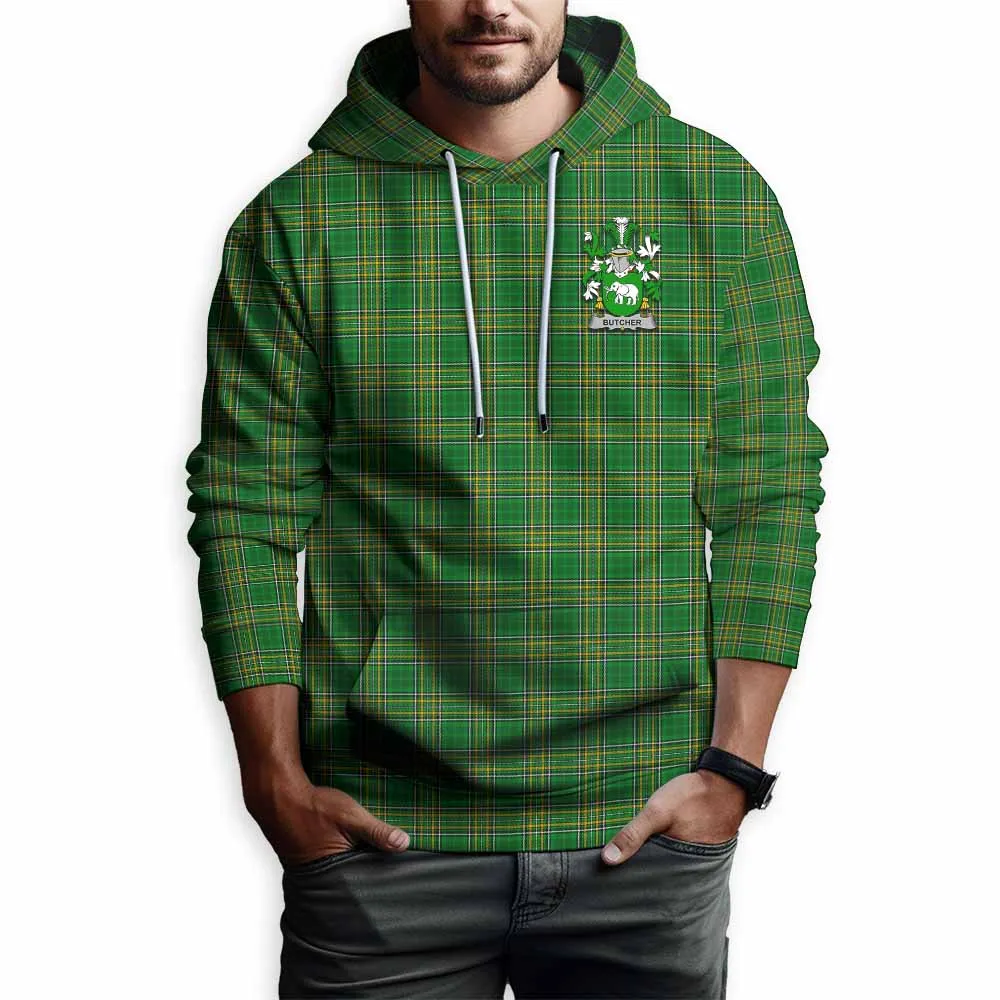 Butcher Irish Clan Tartan Hoodie with Coat of Arms