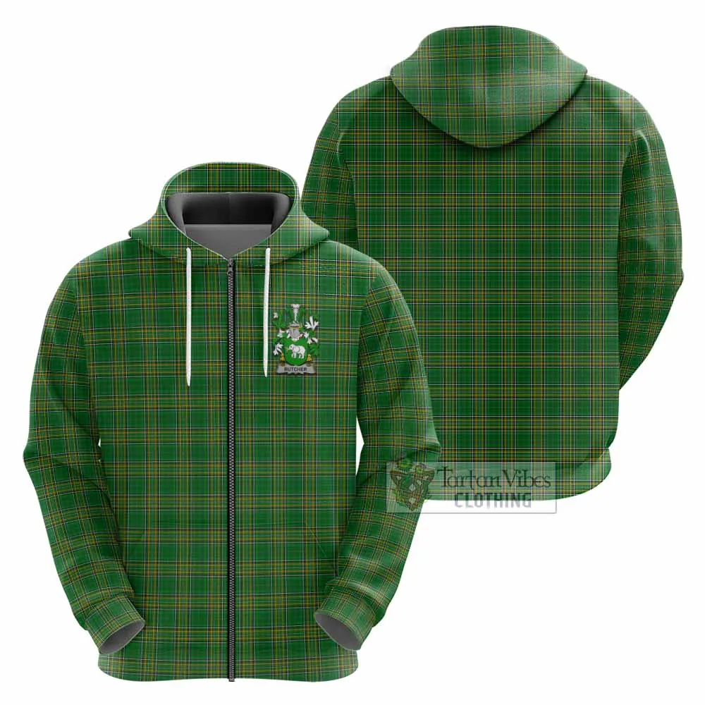 Butcher Irish Clan Tartan Hoodie with Coat of Arms