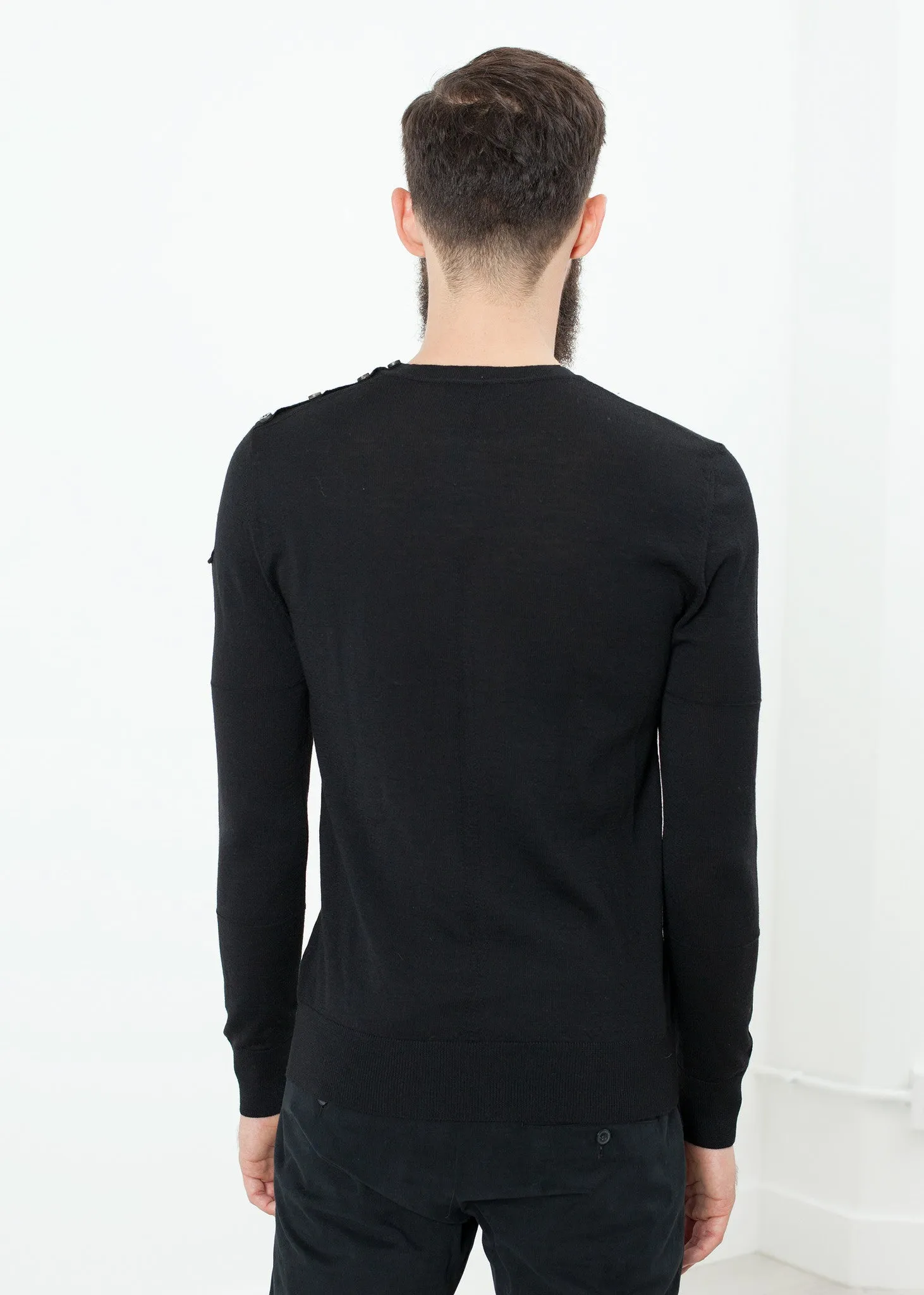 Button Shoulder Pullover in Black