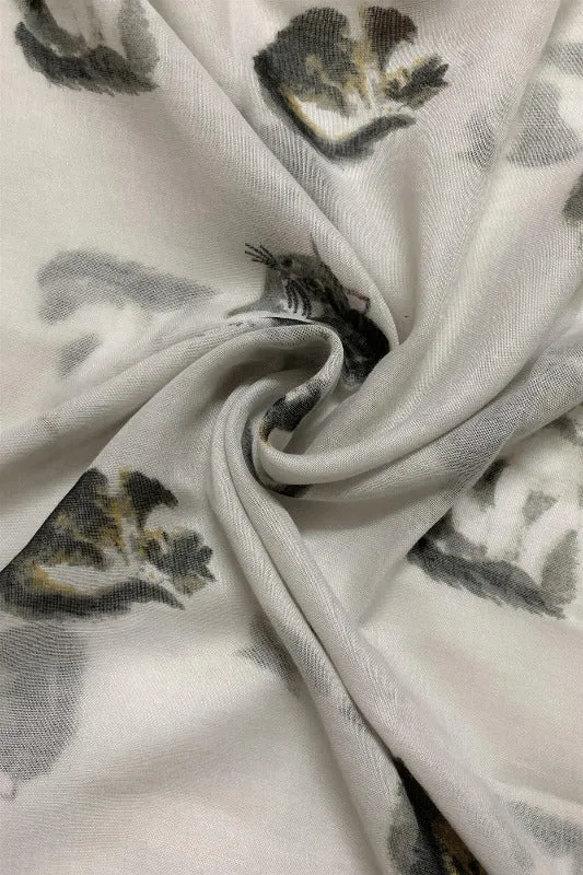 Cat Animal Print Scarf Off-White