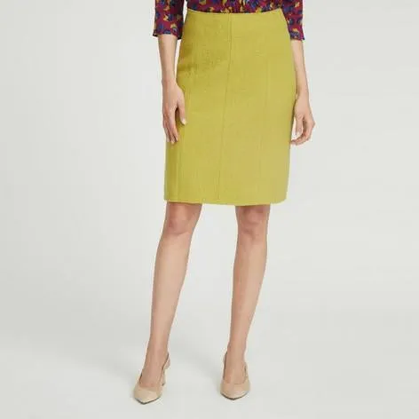 Chartreuse Boiled Wool A-Line Panel Skirt