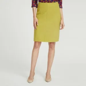 Chartreuse Boiled Wool A-Line Panel Skirt