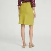 Chartreuse Boiled Wool A-Line Panel Skirt