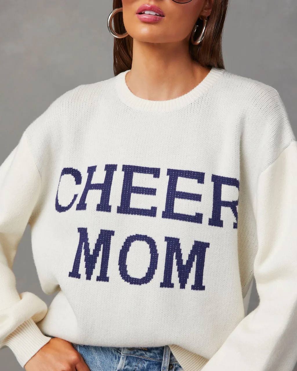 Cheer Mom Knit Pullover Sweater