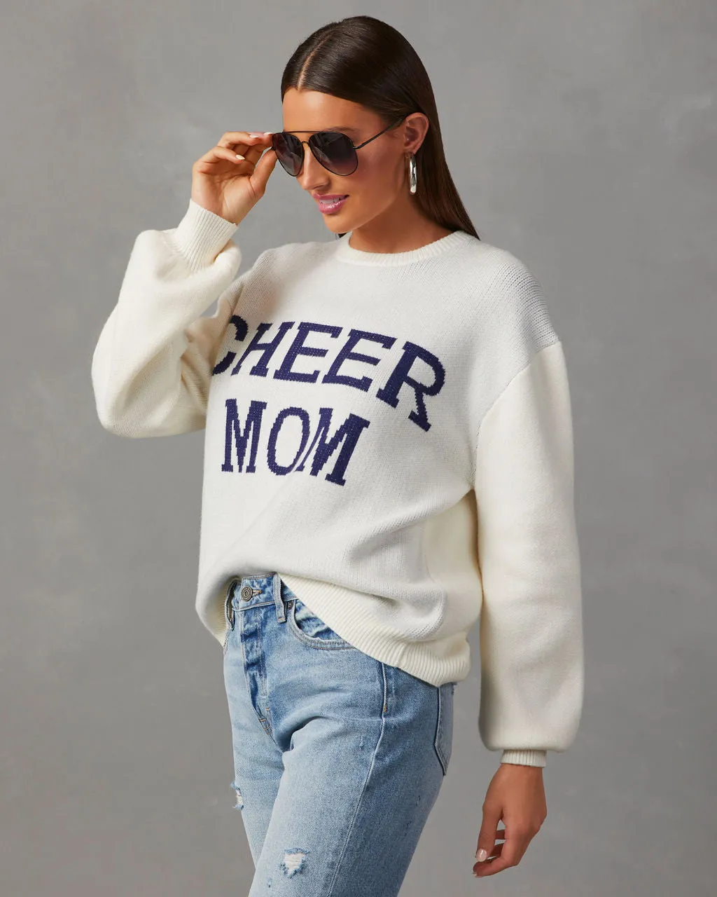 Cheer Mom Knit Pullover Sweater