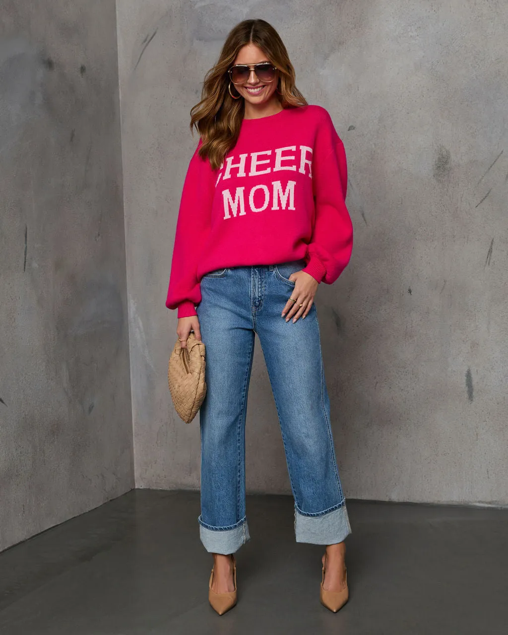 Cheer Mom Knit Pullover Sweater