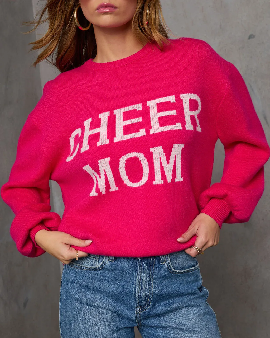 Cheer Mom Knit Pullover Sweater