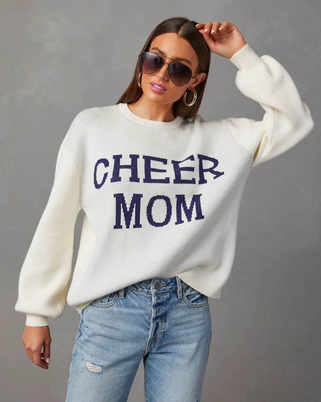 Cheer Mom Knit Pullover Sweater