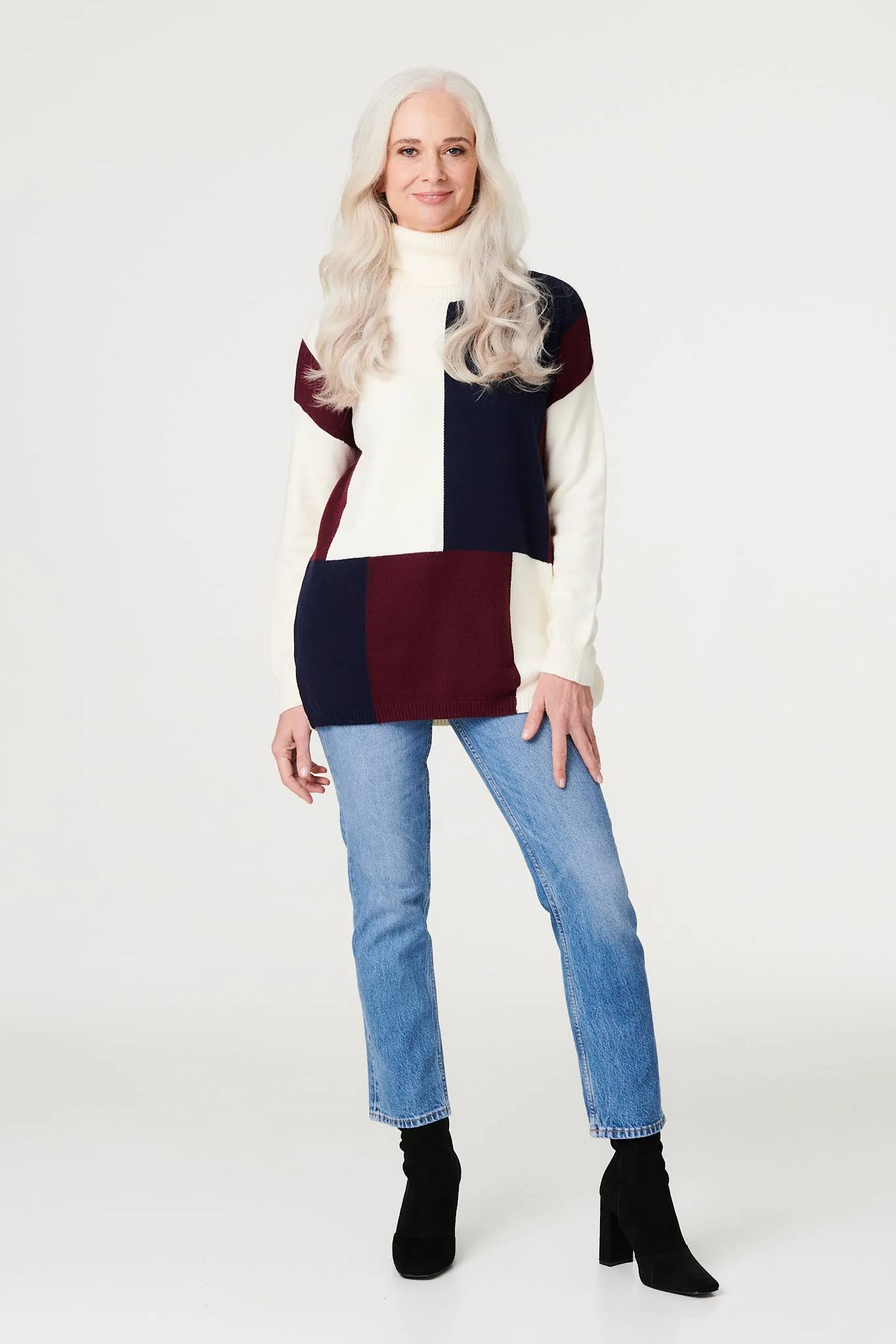 Colour Block Turtle Neck Jumper