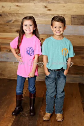 Comfort Colors Kids Short Sleeve Monogrammed Tee