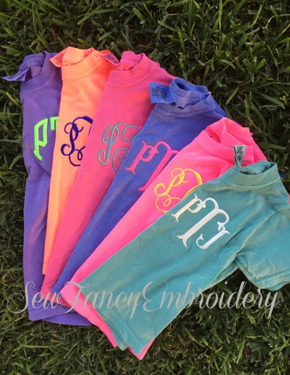 Comfort Colors Kids Short Sleeve Monogrammed Tee