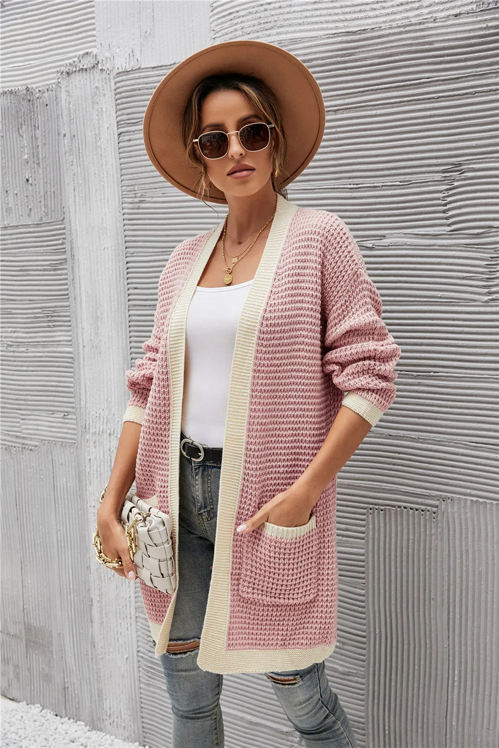 Contrast Binding Knit Cardigan