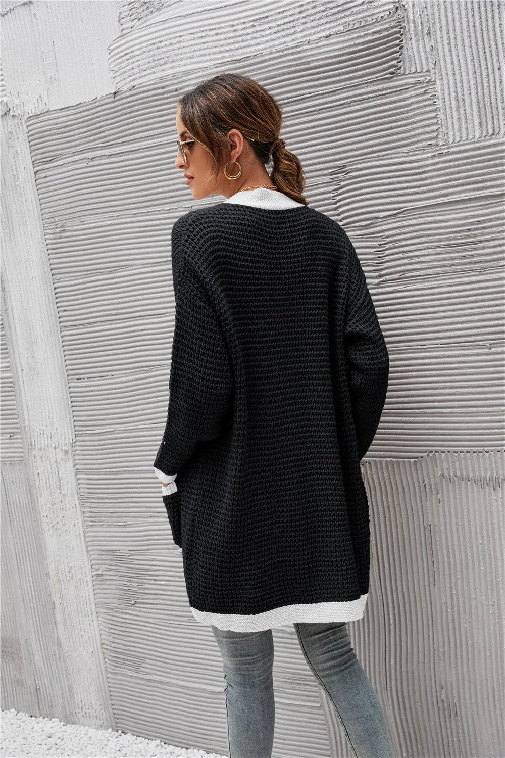 Contrast Binding Knit Cardigan