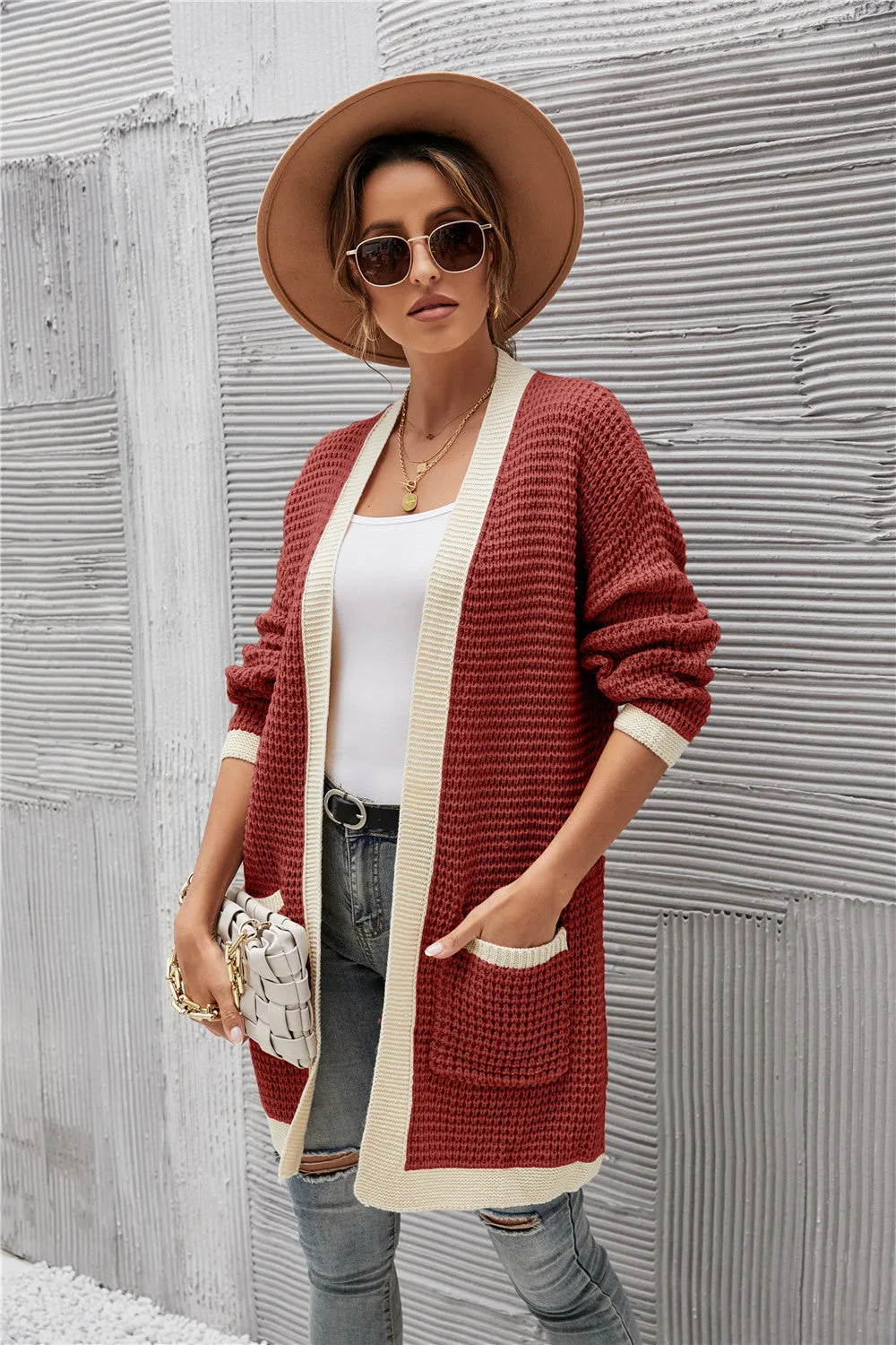 Contrast Binding Knit Cardigan