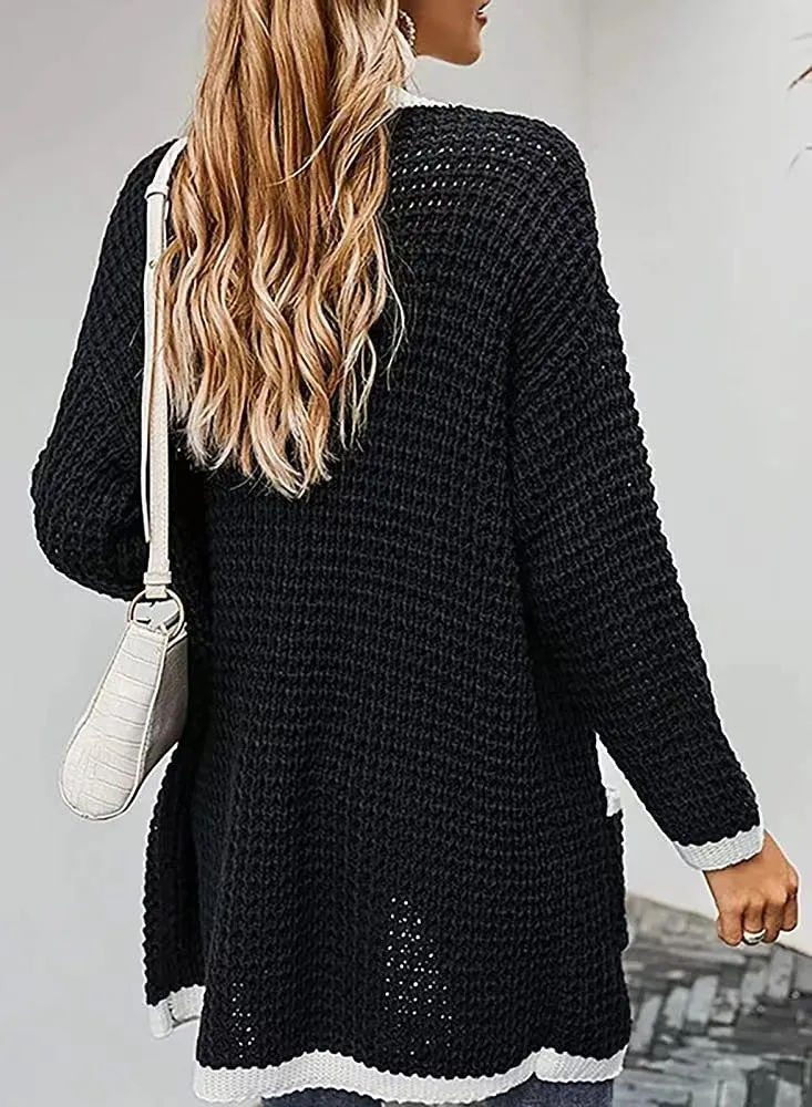 Contrast Binding Knit Cardigan