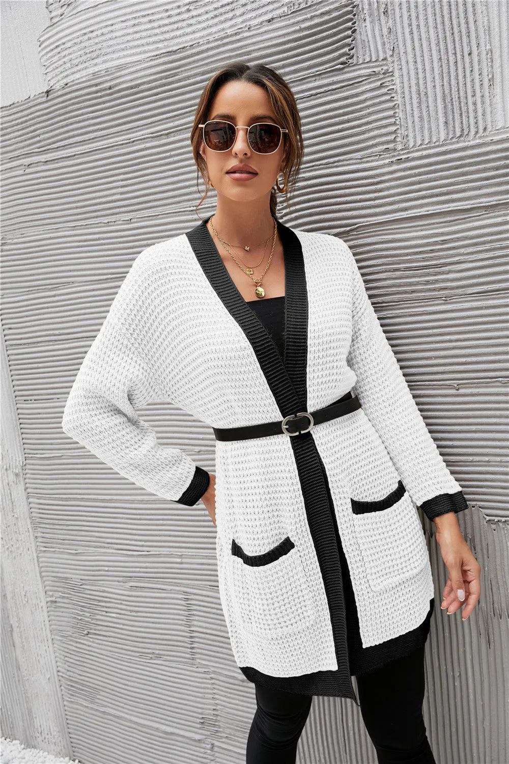 Contrast Binding Knit Cardigan