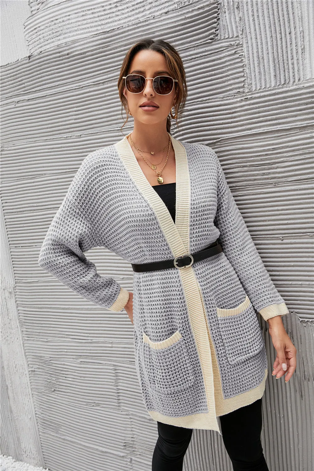 Contrast Binding Knit Cardigan