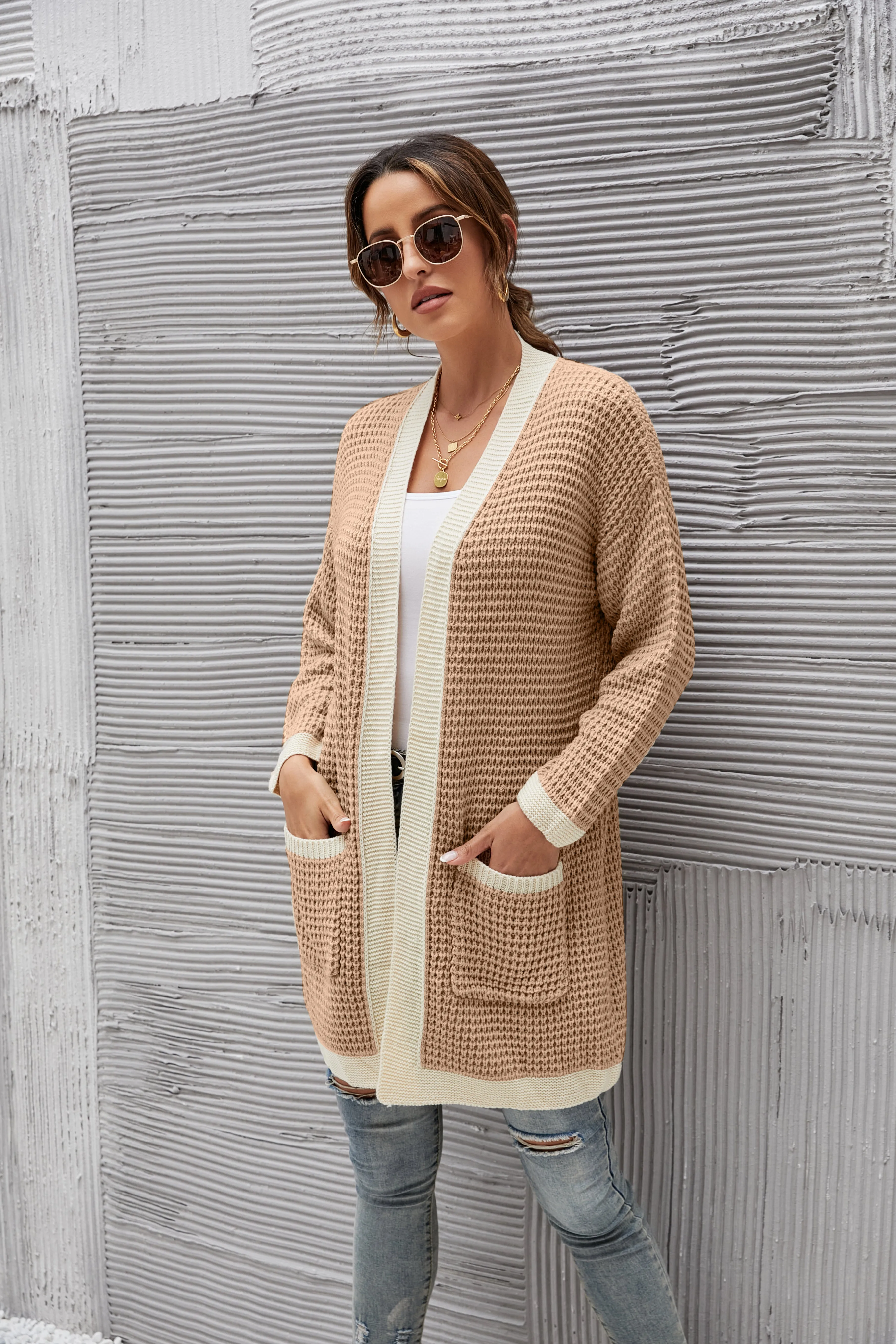 Contrast Binding Knit Cardigan