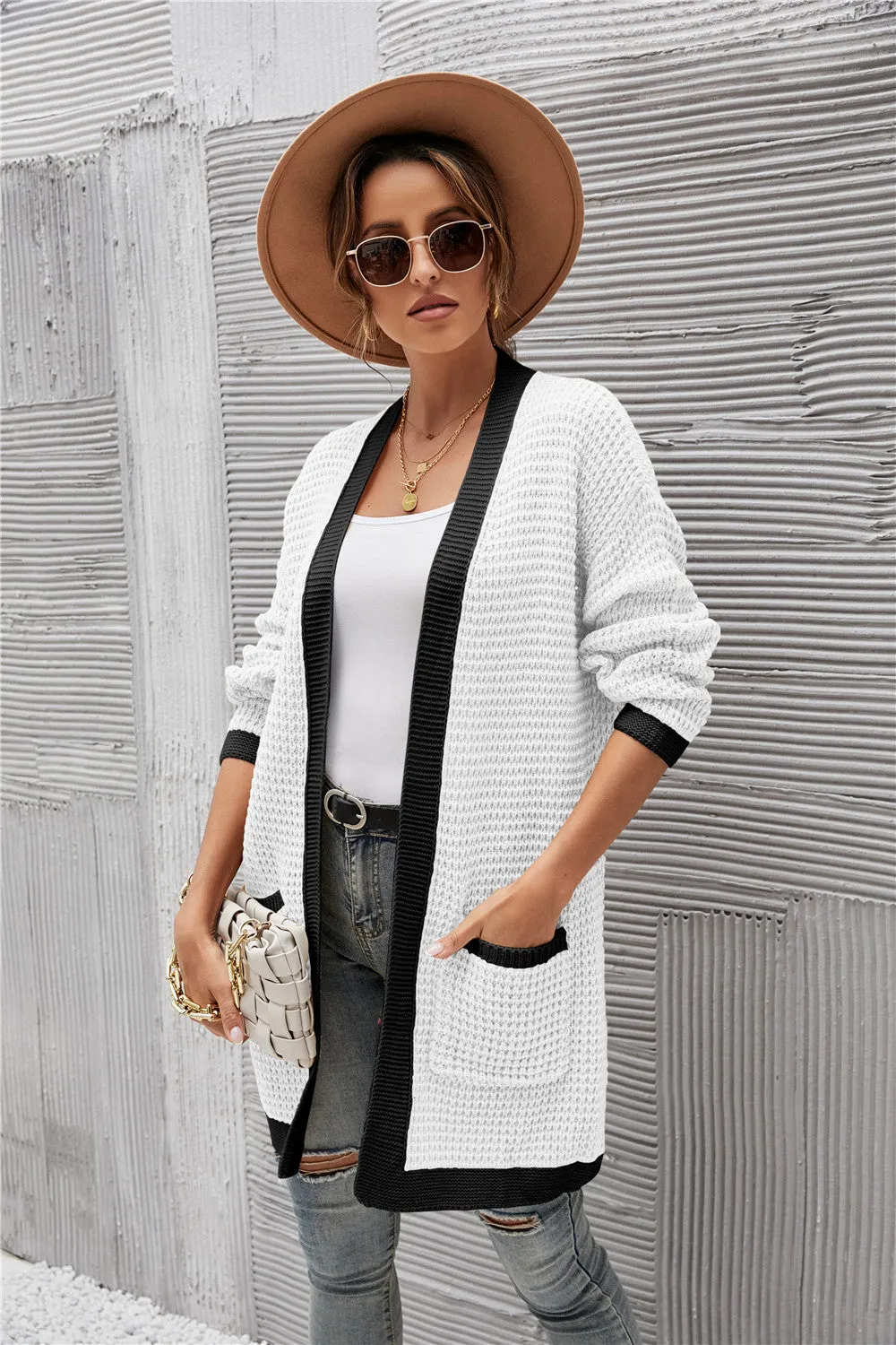 Contrast Binding Knit Cardigan