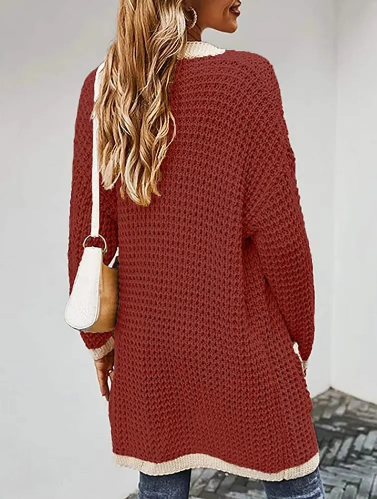 Contrast Binding Knit Cardigan