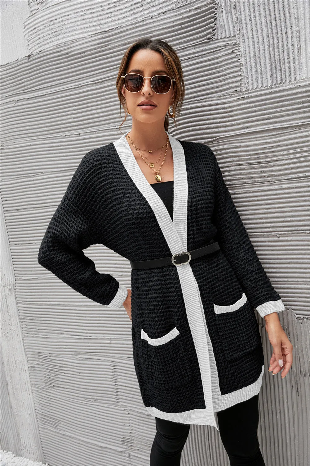 Contrast Binding Knit Cardigan