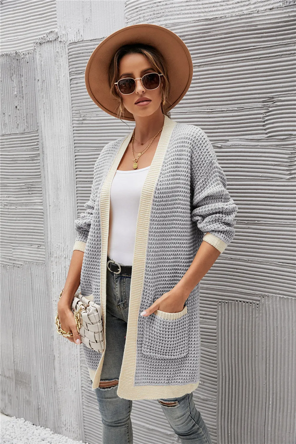 Contrast Binding Knit Cardigan