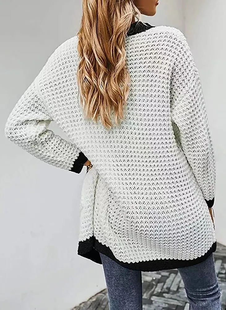 Contrast Binding Knit Cardigan