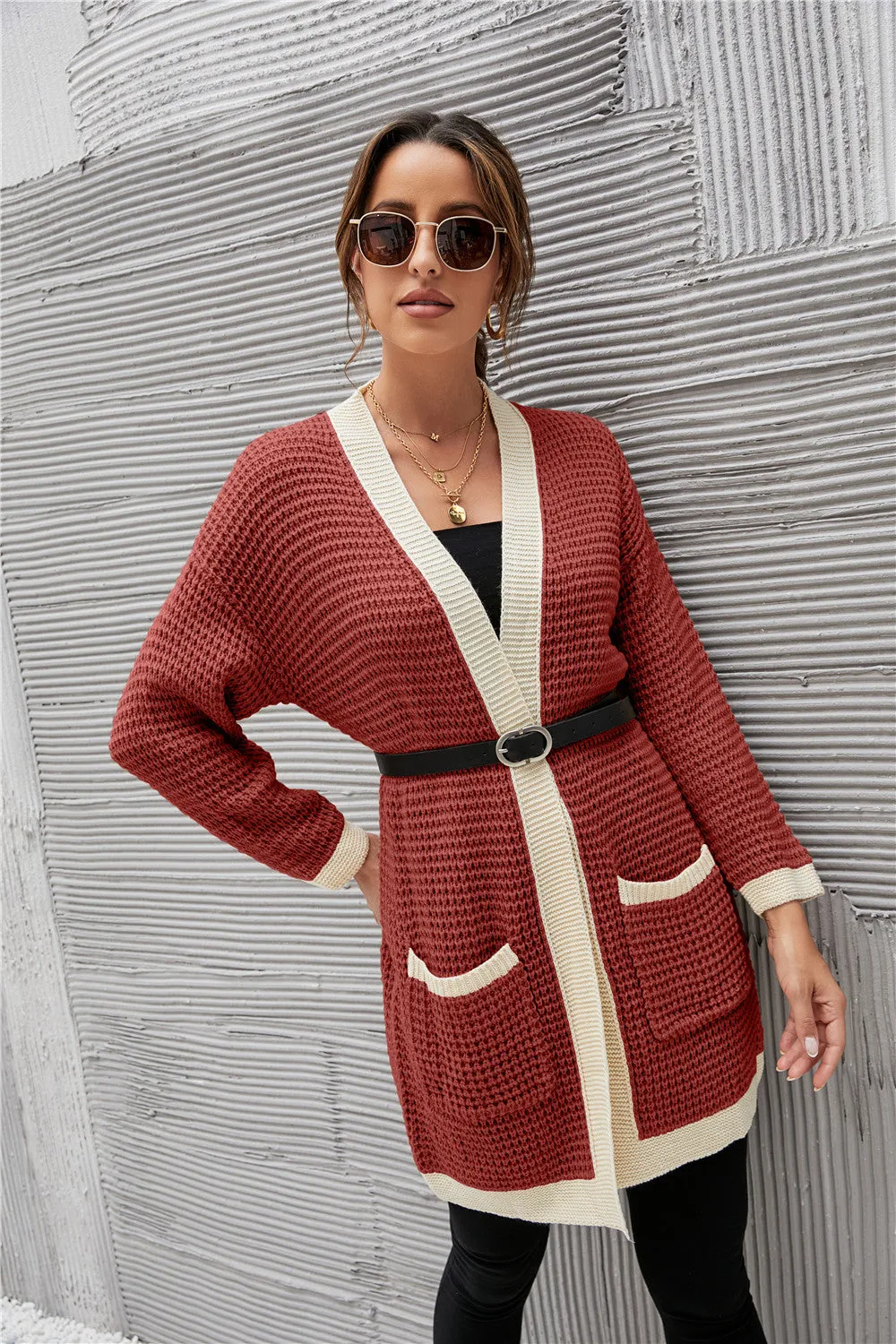 Contrast Binding Knit Cardigan