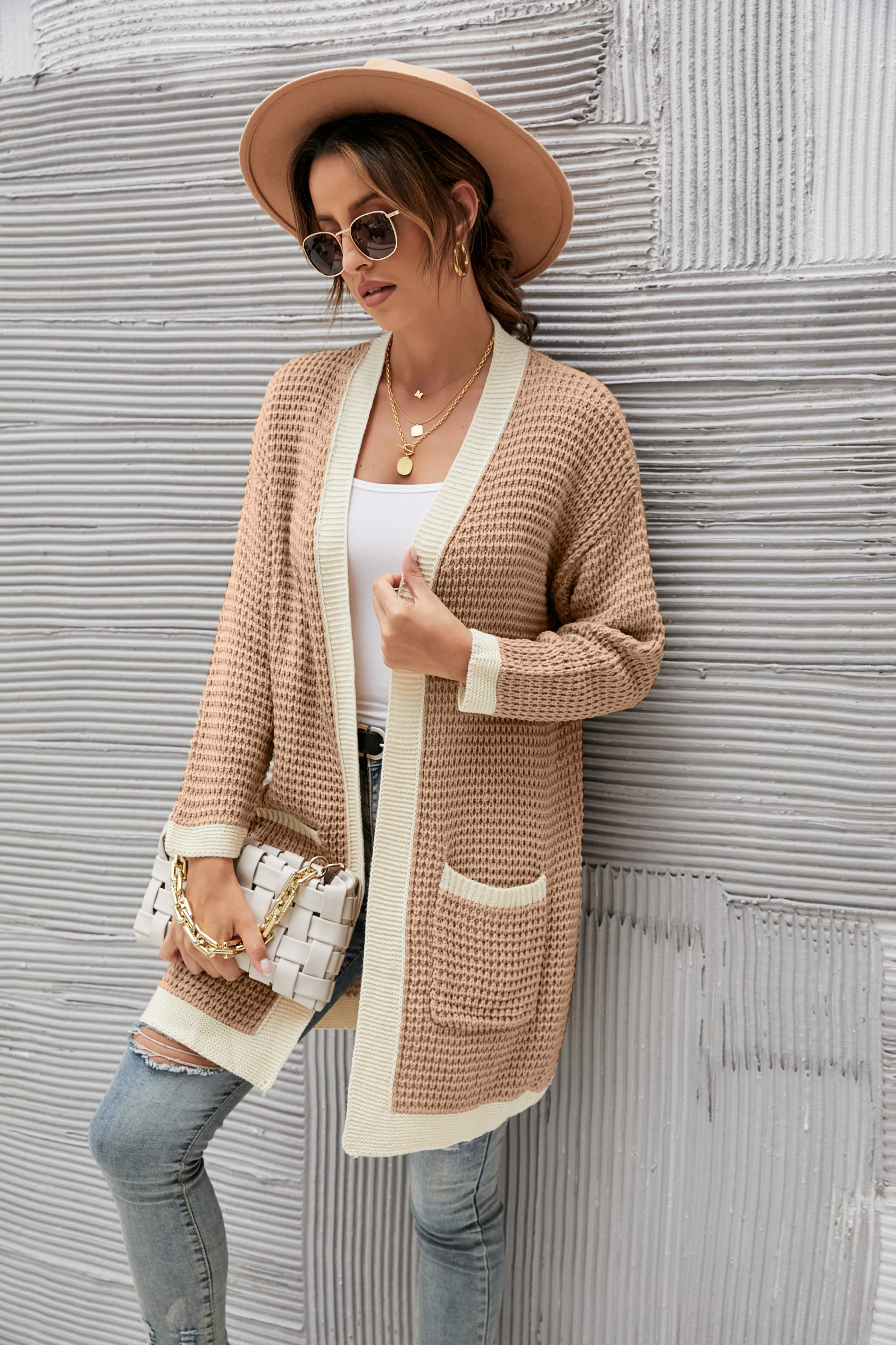 Contrast Binding Knit Cardigan