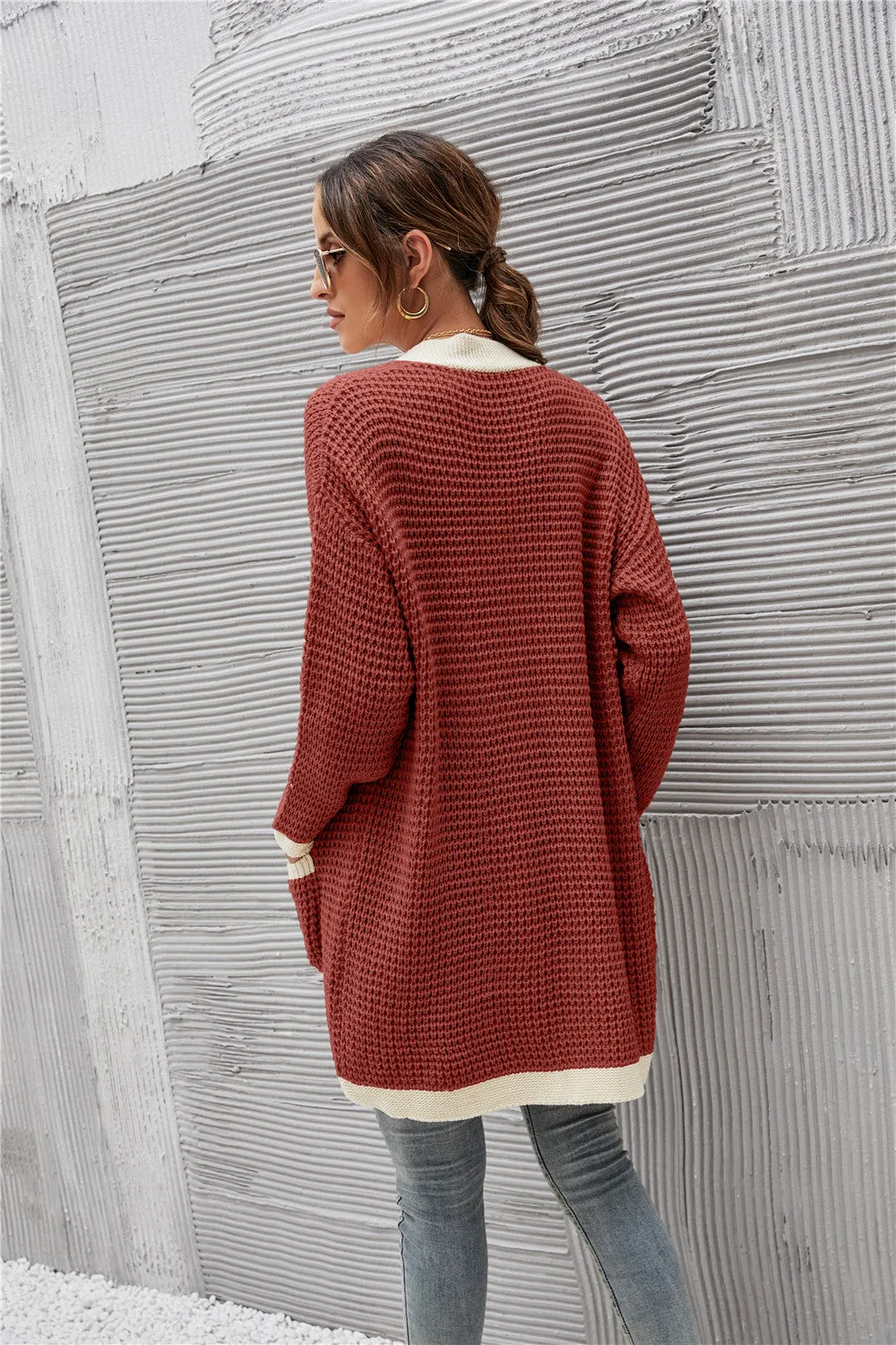 Contrast Binding Knit Cardigan