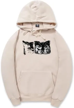 CORIRESHA Cute Cat Face Hoodie Long Sleeve Drawstring Kangaroo Pocket Basic Sweatshirt