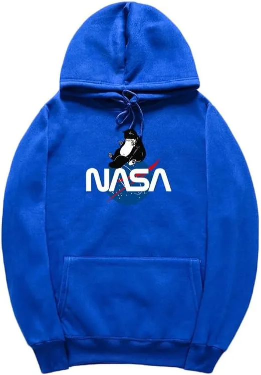 CORIRESHA Fashion NASA Print Hoodie Long Sleeve Drawstring Kangaroo Pocket Cat Sweatshirt