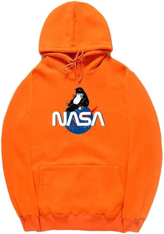 CORIRESHA Fashion NASA Print Hoodie Long Sleeve Drawstring Kangaroo Pocket Cat Sweatshirt