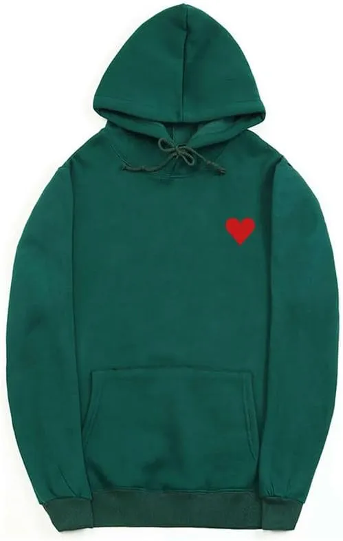 CORIRESHA Red Heart Hoodie Long Sleeve Drawstring Kangaroo Pocket Valentine's Day Sweatshirt