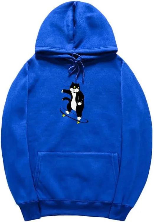 CORIRESHA Teen Cat Lover Hoodie Long Sleeve Drawstring Kangaroo Pocket Cute Skateboard Sweatshirt