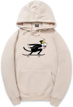 CORIRESHA Teen Skateboard Cat Hoodie Long Sleeve Drawstring Kangaroo Pocket Cute Sweatshirt