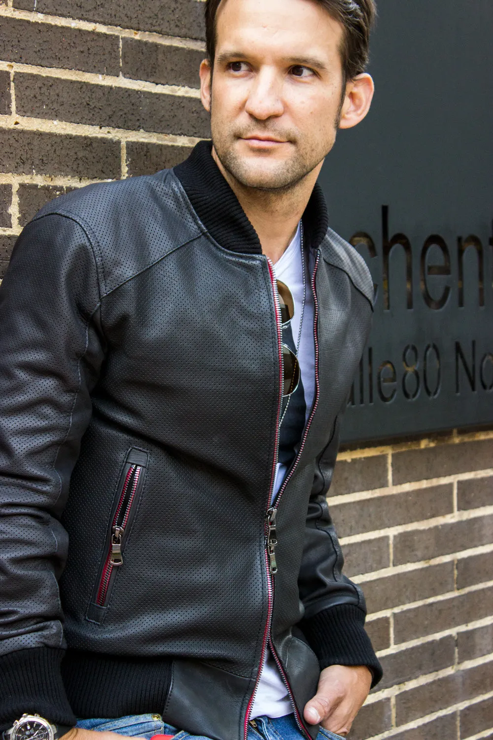 COSMO Leather Jacket Bomber lightweight - Perforated -