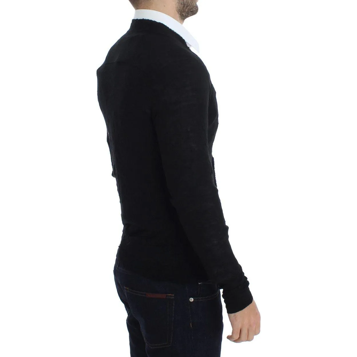 Costume National Elegant Black Merino Wool Cardigan